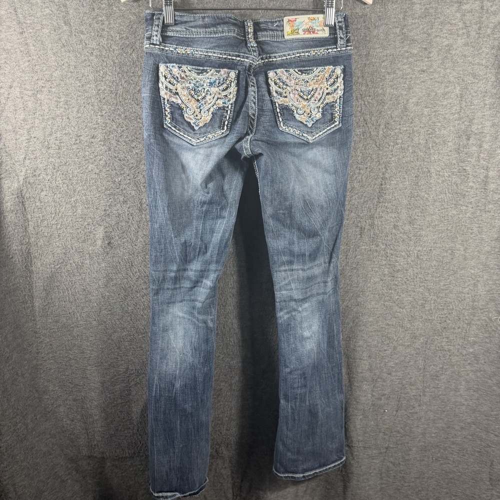 Grace In LA Jeans Women's 27 Bootcut Embroidered Rhinestone Denim Pockets Rodeo - Picture 3 of 8